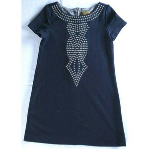 Nicole Miller girls sz 8 shift dress navy metal st